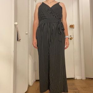 Kaileigh XL new jumpsuit. Black and white striped V neck jumpsuit